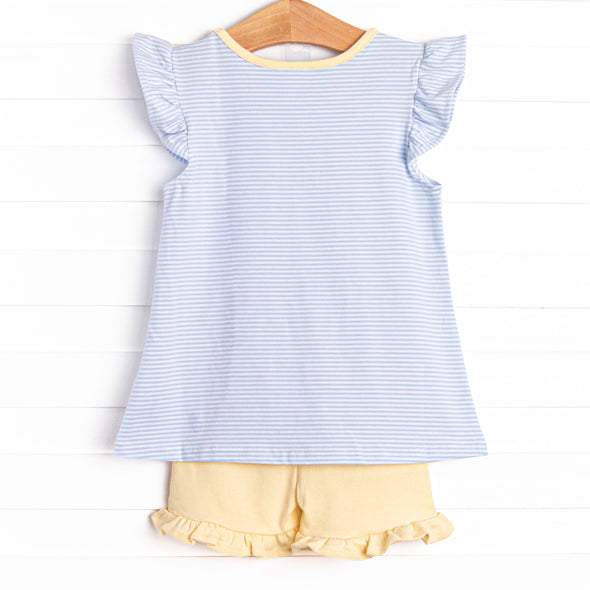 Jellyfish Fields Applique Ruffle Short Set, Blue