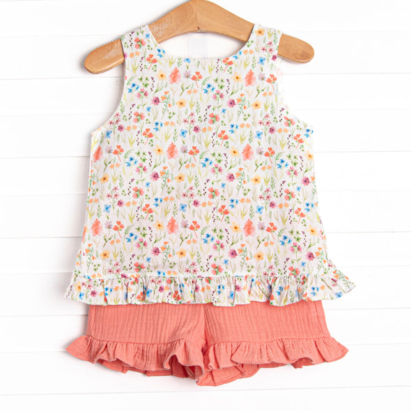 In the Grove Garden Muslin Short Set, Red