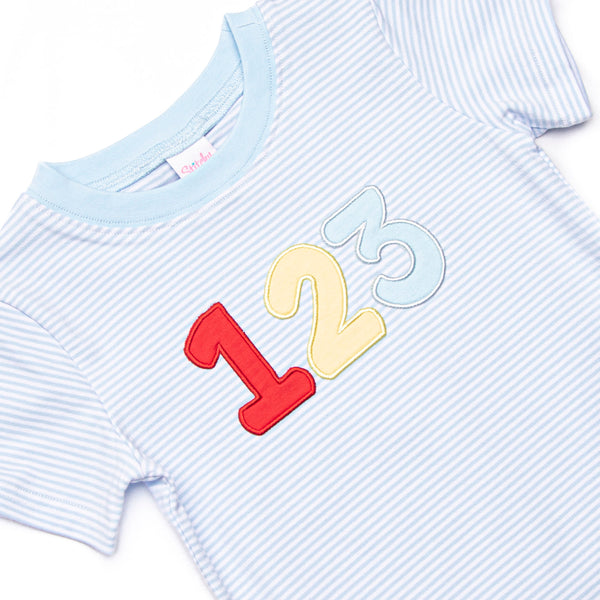 Counting Curriculum Applique Short Set, Blue