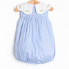 Dew Drop Daisies Embroidered Bubble, Blue