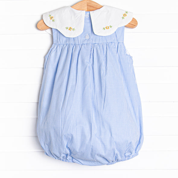 Dew Drop Daisies Embroidered Bubble, Blue