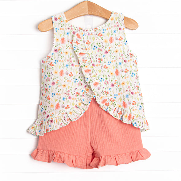 In the Grove Garden Muslin Short Set, Red