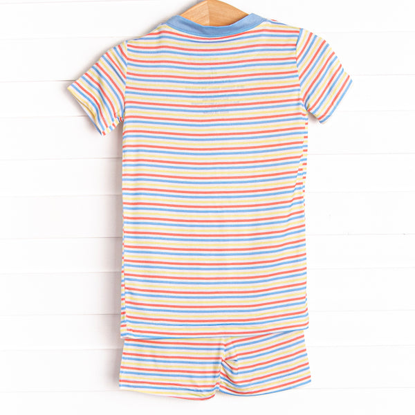 Primary Pinstripe Bamboo Pajama Short Set, Blue