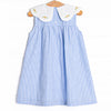 Dew Drop Daisies Embroidered Dress, Blue