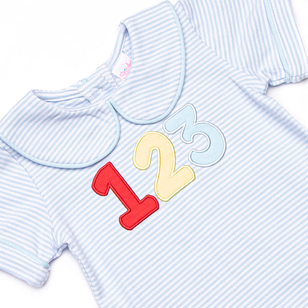 Counting Curriculum Applique Diaper Set, Blue