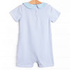 Go Fish Applique Short Romper, Blue Stripe