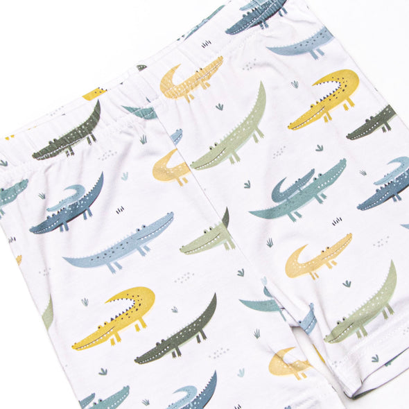 Goodnight Gator Bamboo Pajama Short Set, Green