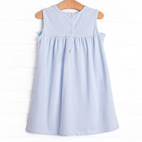 Go Fish Applique Dress, Blue Stripe