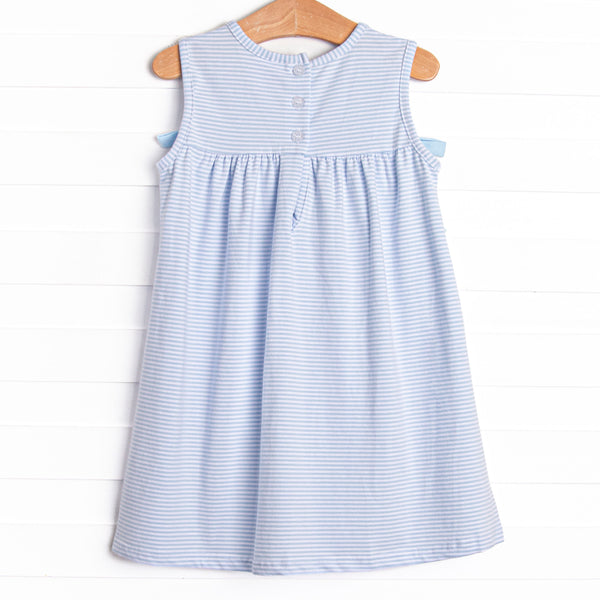 Go Fish Applique Dress, Blue Stripe
