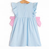 Little Artist Applique Side Tie Dress, Blue
