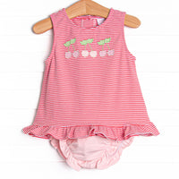 Sweet Like Cherries Applique Diaper Set, Red