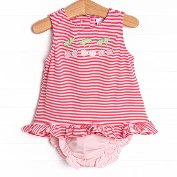 Sweet Like Cherries Applique Diaper Set, Red