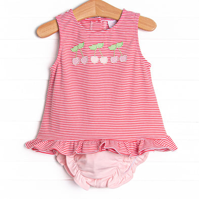 Sweet Like Cherries Applique Diaper Set, Red