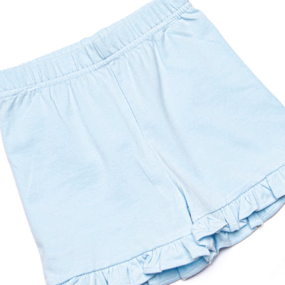 Summer Snow Cones Applique Ruffle Short Set, Blue Stripe