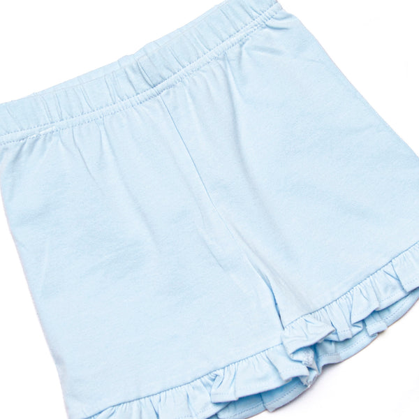 Summer Snow Cones Applique Ruffle Short Set, Blue Stripe