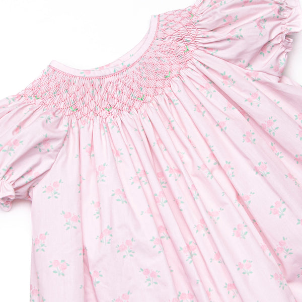 Reagan's Roses Smocked Diaper Set, Pink