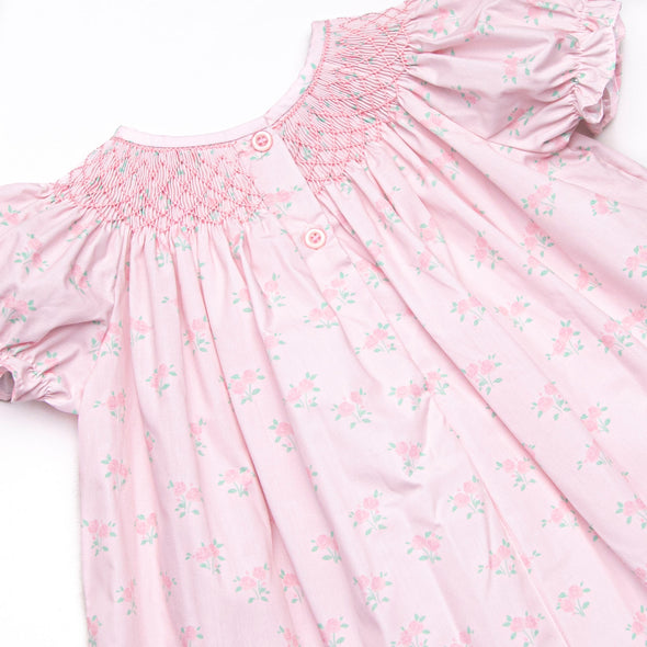 Reagan's Roses Smocked Diaper Set, Pink