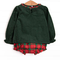 Tartan Trees Applique Diaper Set, Green