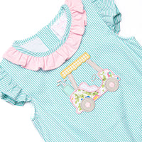 Birdie Breeze Applique Bubble, Mint Stripe