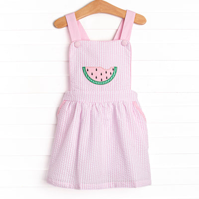 First Taste of Spring Applique Dress, Pink Seersucker