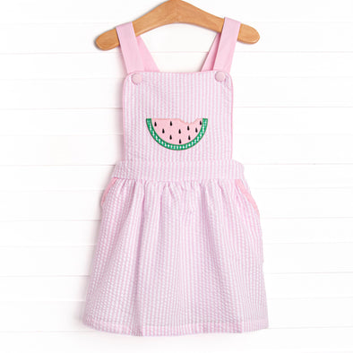 First Taste of Spring Applique Dress, Pink Seersucker