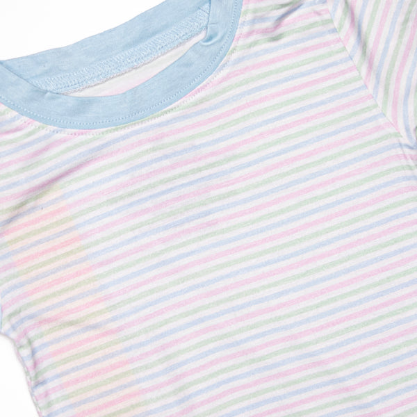 Pastel Pinstripe Bamboo Pajama Short Set, Blue