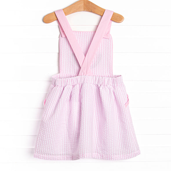 First Taste of Spring Applique Dress, Pink Seersucker