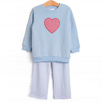 All You Need Is Love Applique Sweatshirt Pant Set, Blue