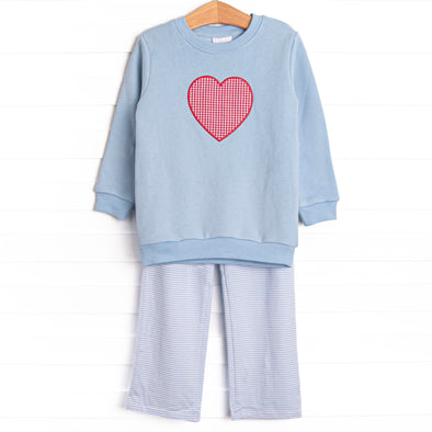 All You Need Is Love Applique Sweatshirt Pant Set, Blue
