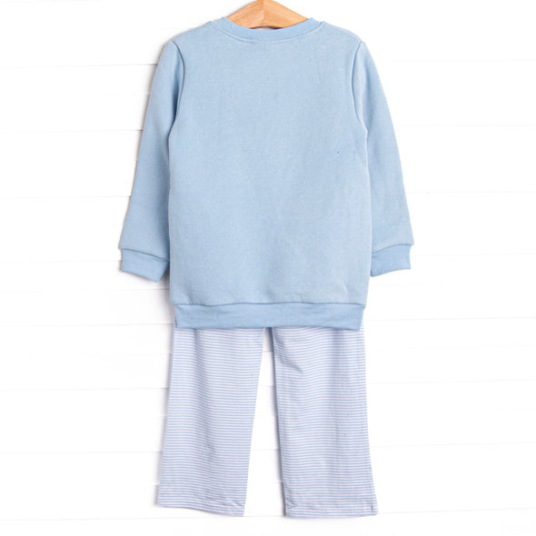 All You Need Is Love Applique Sweatshirt Pant Set, Blue