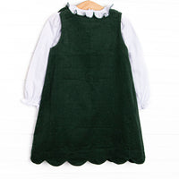 Tartan Trees Applique Dress Set, Green