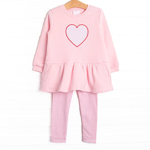 All You Need Is Love Applique Sweatshirt Legging Set, Pink