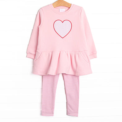 All You Need Is Love Applique Sweatshirt Legging Set, Pink