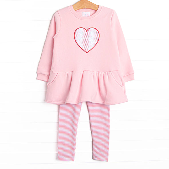 All You Need Is Love Applique Sweatshirt Legging Set, Pink