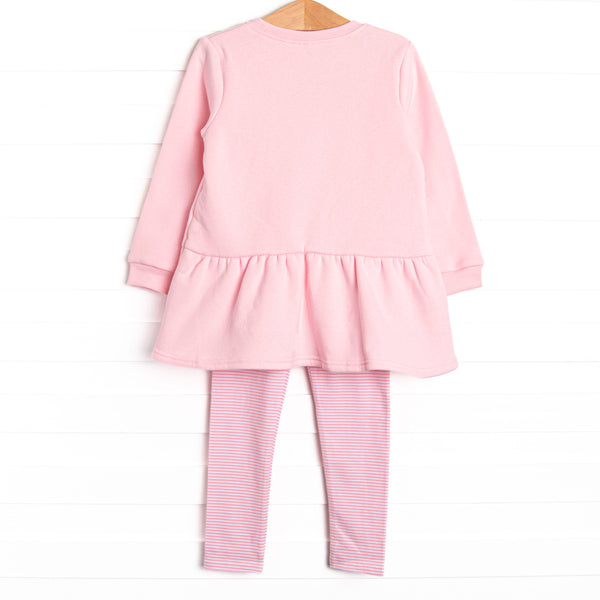 All You Need Is Love Applique Sweatshirt Legging Set, Pink