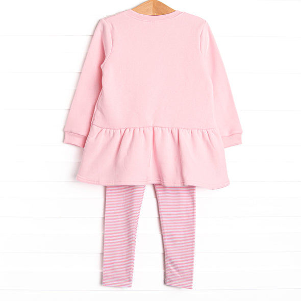All You Need Is Love Applique Sweatshirt Legging Set, Pink