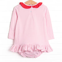Heart Strings Applique Diaper Set, Pink Stripe