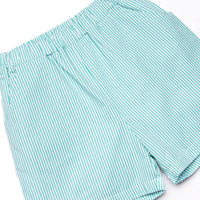 Birdie Breeze Applique Short Set, Yellow and Mint Stripe