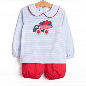 Carrying Your Love Applique Bloomer Set, Light Blue Stripe