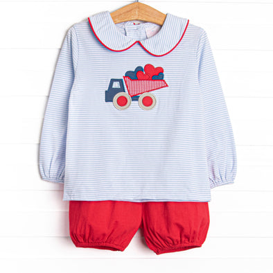 Carrying Your Love Applique Bloomer Set, Light Blue Stripe