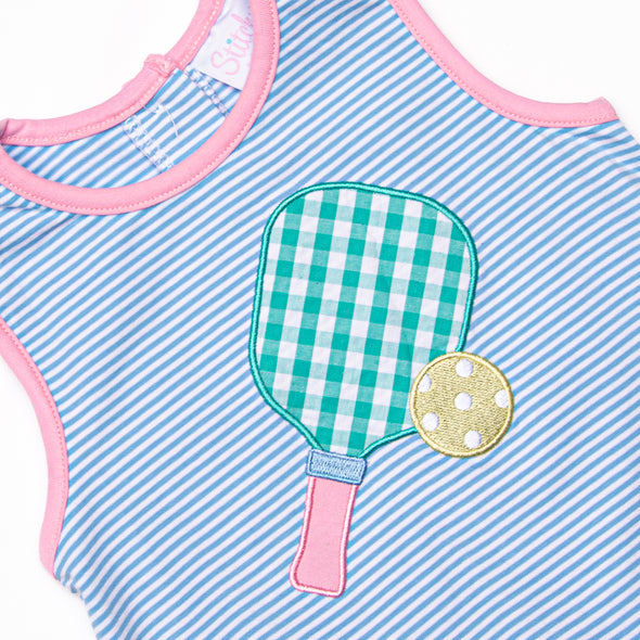 Pickle Player Applique Dress, Blue