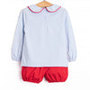 Carrying Your Love Applique Bloomer Set, Light Blue Stripe