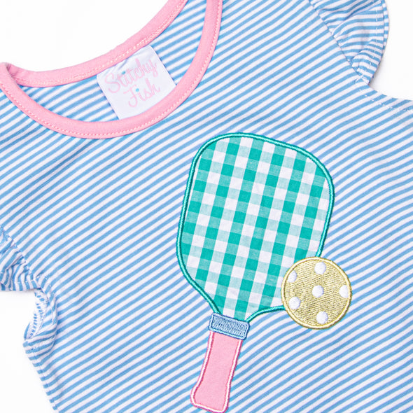Pickle Player Applique Ruffle Short Set, Blue