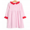 Heart Strings Applique Dress, Pink Stripe
