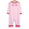 Heart Strings Applique Ruffle Romper, Pink Stripe