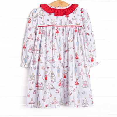 Christmas Tree Tales Smocked Dress, Red