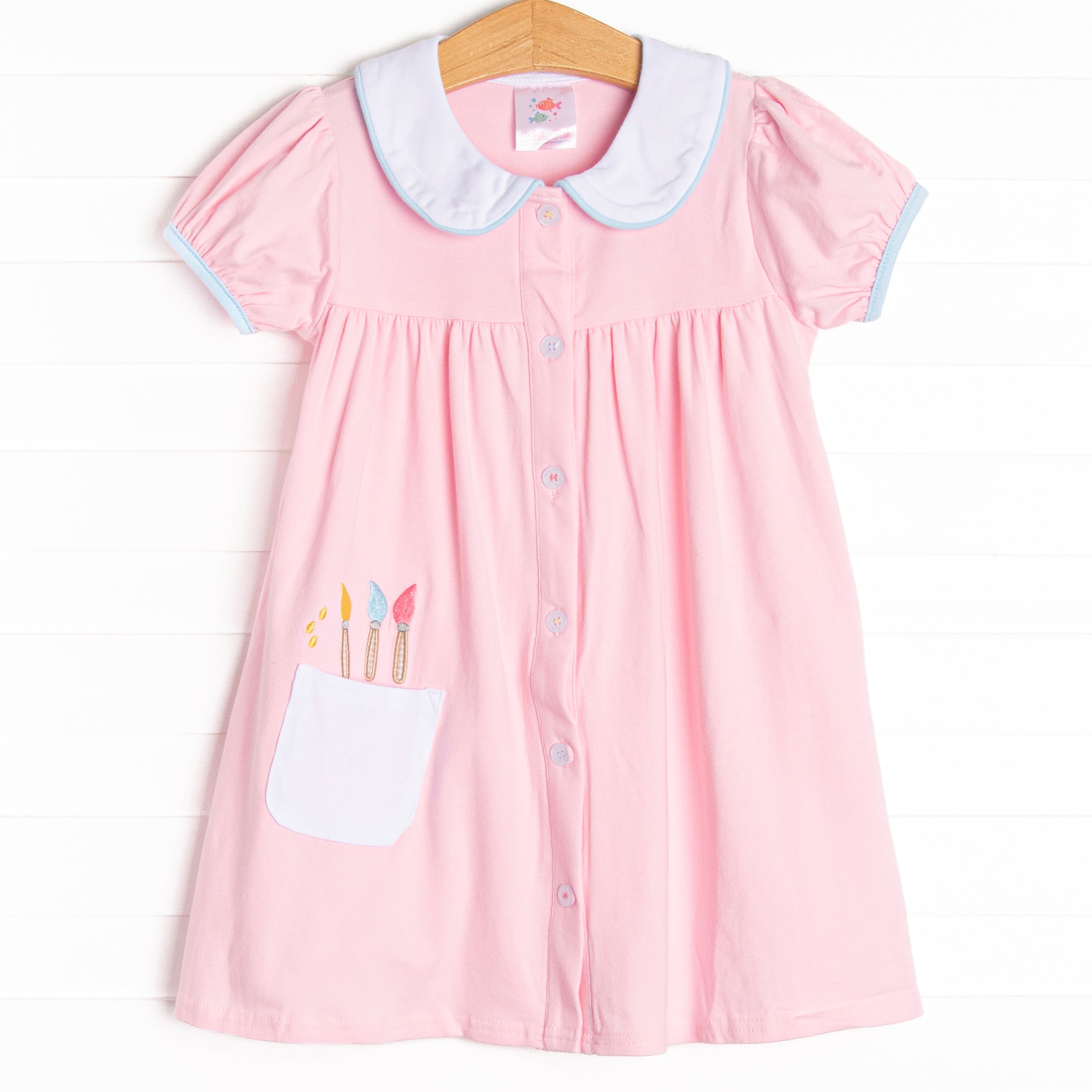 PUCCI Junior fish-appliqué flared dress - Pink