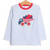 Carrying Your Love Applique Top, Light Blue Stripe