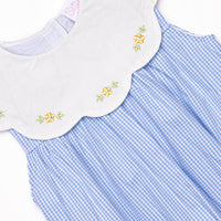 Dew Drop Daisies Embroidered Bubble, Blue