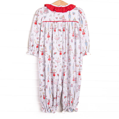 Christmas Tree Tales Smocked Ruffle Romper, Red
